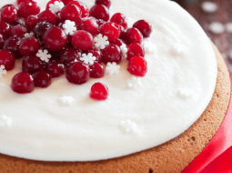New Year's Day Cake with fresh cream and caramelized almonds